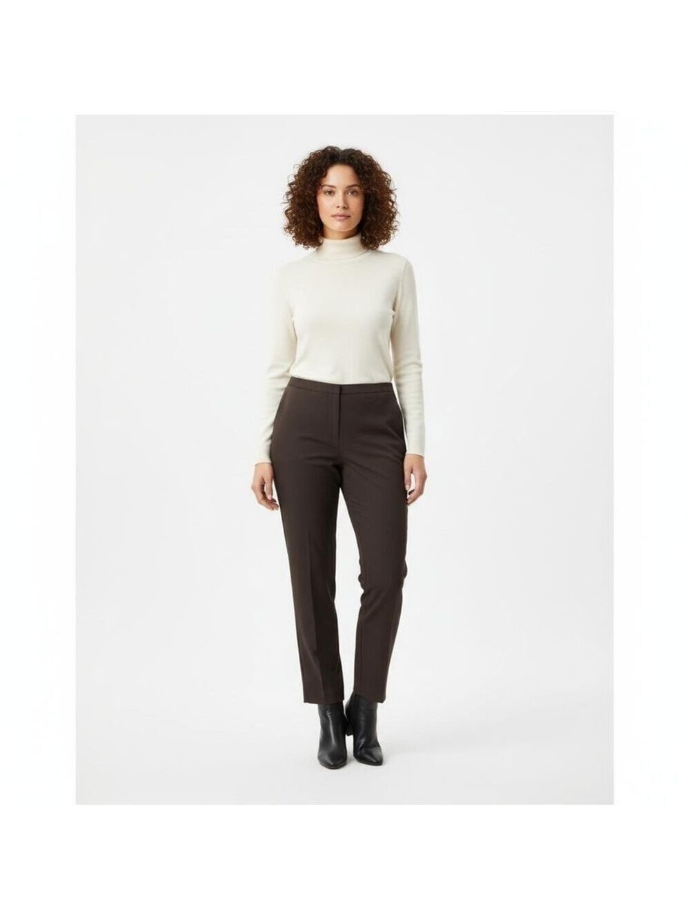 Lafayette 148 New York Bleeker Virgin Wool Brown Trousers Size 16